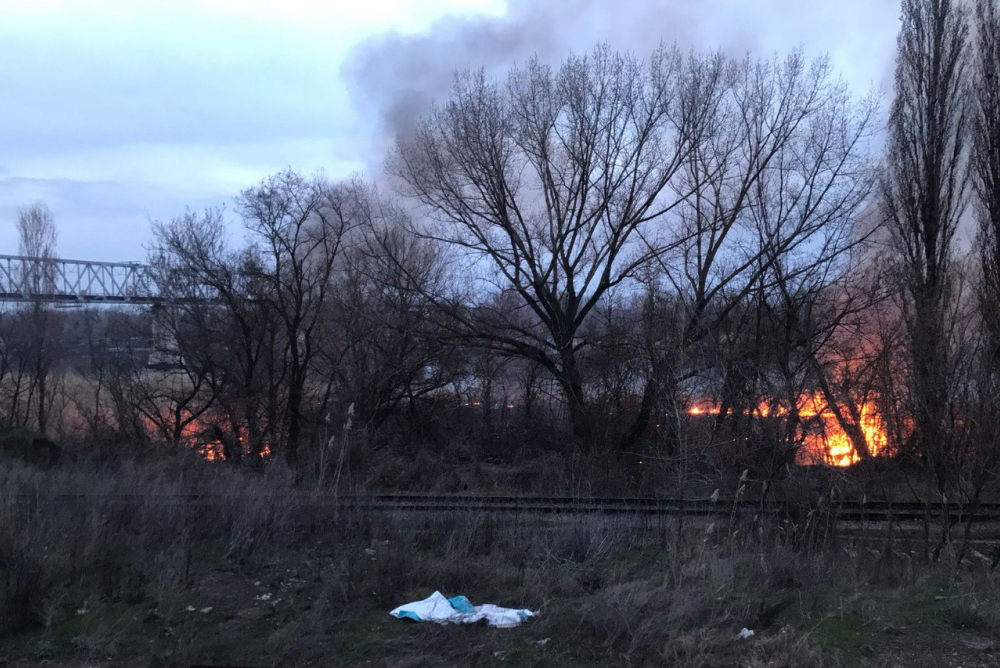 В Ростове спасатели вытащили пьяного мужчину из горящего камыша