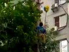 Доблестный сотрудник МЧС спас застрявший на проводах пакет и попал на видео в Ростове