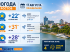 Солнечно и жарко до +32 будет в Ростове 17 августа