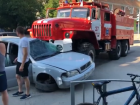 Протаранившая на полной скорости легковушку пожарная машина попала на видео под Ростовом
