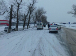 После ДТП на скользкой трассе «Ростов - Таганрог» иномарка врезалась в дерево