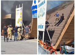 В Таганроге из-за падения БПЛА горит склад лесоматериалов