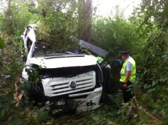 Туристический автобус улетел в кювет в Ростовской области: один человек погиб, десять пострадали
