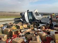 В Ростовской области на трассе М-4 перевернулся грузовик с овощами