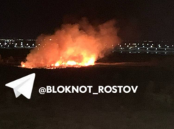 Крупное возгорание сухой травы возле стадиона тушили ночью в Ростове