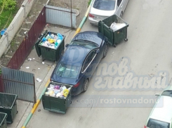 Автохама проучили мусорными контейнерами в Ростове-на-Дону