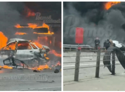 После жёсткого ДТП под Ростовом на трассе вспыхнули машины