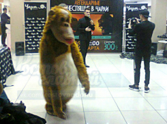Страшно-забавный Кинг Конг вызвал насмешки у посетителей торгового центра в Ростове