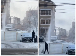 На 2-ой Краснодарской в Ростове забил мощный коммунальный фонтан