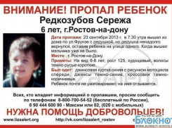 В Ростове-на-Дону пропал 6-летний ребенок