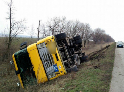 Двое мужчин оказались заложниками перевернувшейся фуры на трассе в Ростовской области