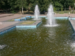 Школьники с визгом плескаются в коричневой вонючей жиже на месте фонтана в парке Ростова