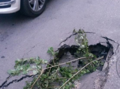 В центре Ростова провалился асфальт