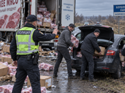 Двое дончан-мародеров попались полиции Запорожья, когда пытались стащить мясо из попавшей в ДТП фуры