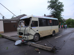 В Ростове из-за ветра столб упал на маршрутку 