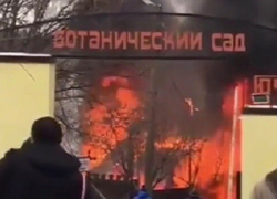 Огромное пламя охватило баню в Ботаническом саду Ростова