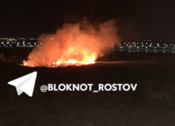 Крупное возгорание сухой травы возле стадиона тушили ночью в Ростове