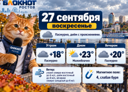 Выходной в Ростове пройдет под тучами при +23, но без дождя 27 сентября