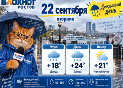 Дождливый вторник и до +24 будет в Ростове 22 сентября
