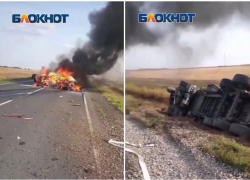 Четыре человека сгорели в ДТП с фурой в Ростовской области