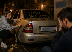 Месть на яйцах: беременная разгромила машину бывшего в Батайске 