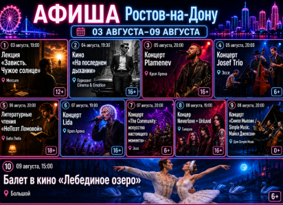Куда сходить в Ростове-на-Дону с 3 по 9 августа