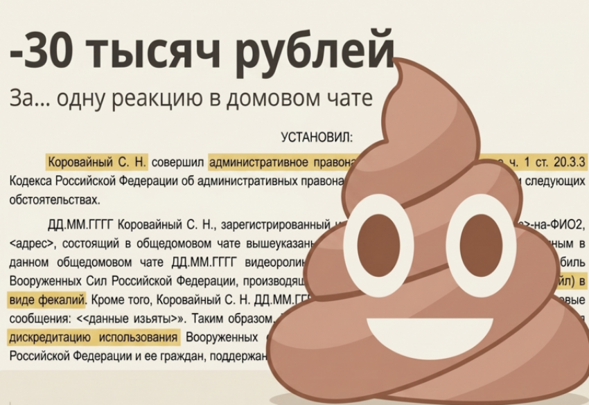 Ростовчанина оштрафовали на 30 тысяч за реакцию «какашки» в домовом чате