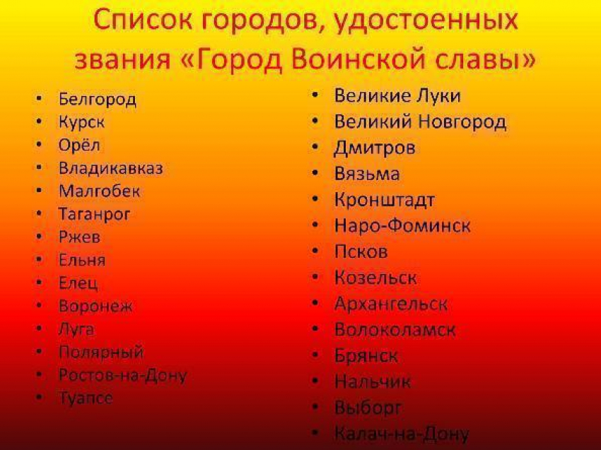 В Ростове появится аллея «Городов воинской славы»