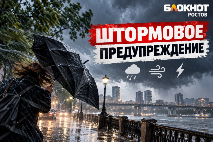 Ливень, гроза и град обрушатся на Ростовскую область, ветер будет до 28 метров в секунду