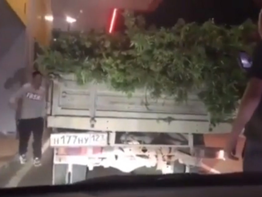Таинственно телепортировавшийся на ростовскую заправку полный грузовик конопли из Краснодара попал на видео