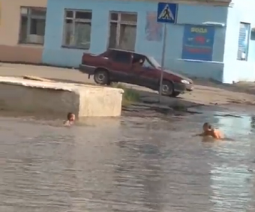 Новочеркасские дети искупались в луже, словно в озере: ВИДЕО