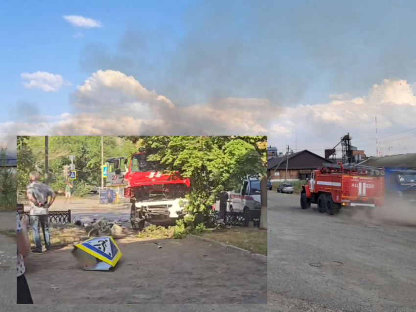 Пожарные попали в ДТП пока ехали тушить возгорание на складе с зерном