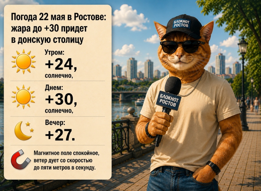 В Ростове 22 мая ожидается жара до +30 градусов