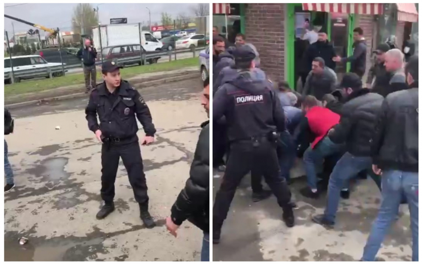 Конфликт торговцев на рынке под Ростовом с сотрудником полиции попал на видео