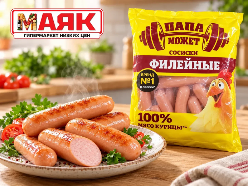 Товар дня: сосиски филейные «Папа Может» за 284.90 ₽/кг