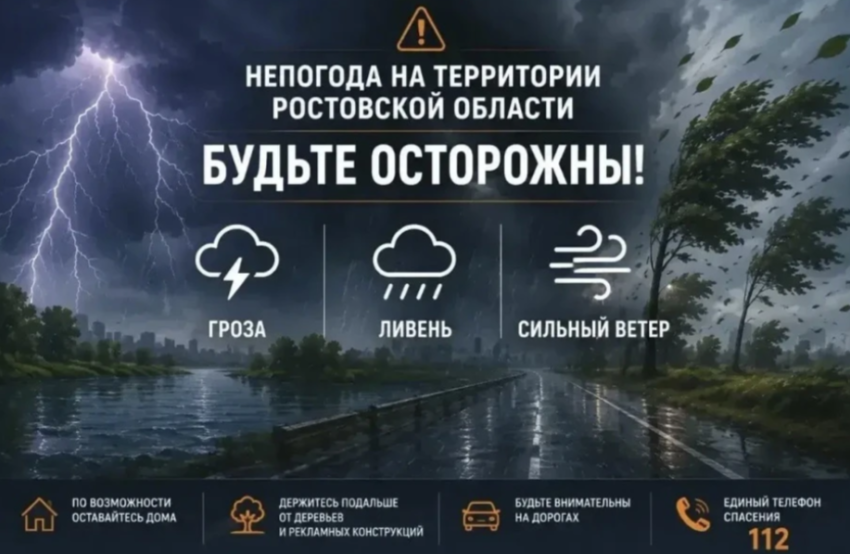 Штормовой ветер до 28 м/с и гроза с градом накроют Таганрогский залив в Ростовской области