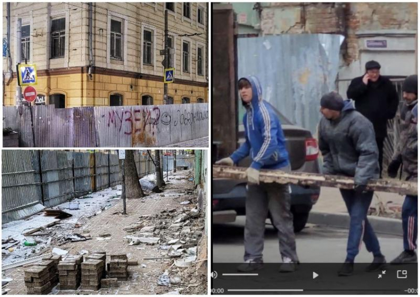 В центре Ростова неизвестные по кусочкам растаскивают старинный дом, а власти ничего не делают