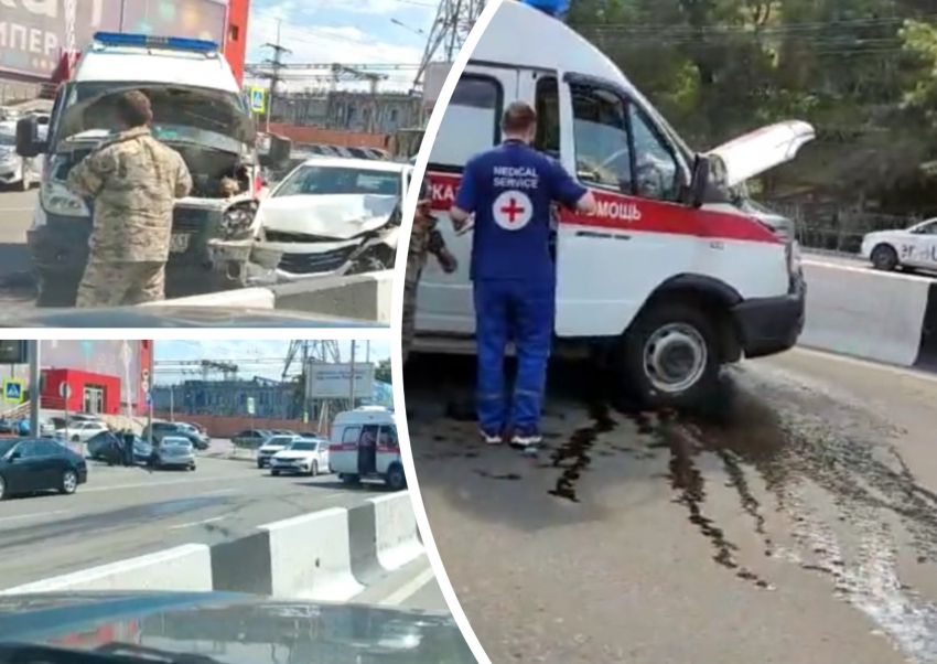 В Ростове в массовом ДТП с участием машины скорой помощи пострадали два человека