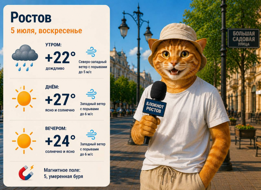 В Ростов 5 июля вернётся жара до +27 