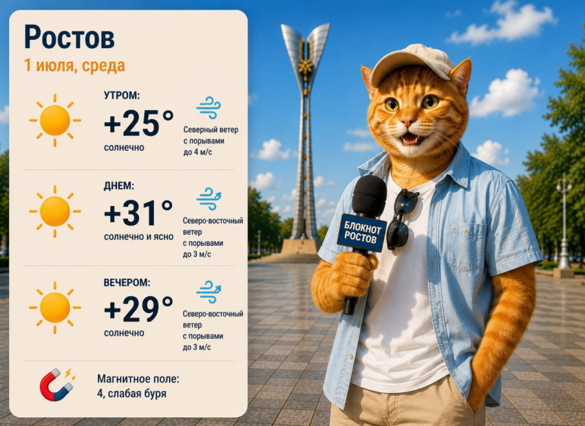 Жара до +31 ворвётся в Ростов в первый день июля