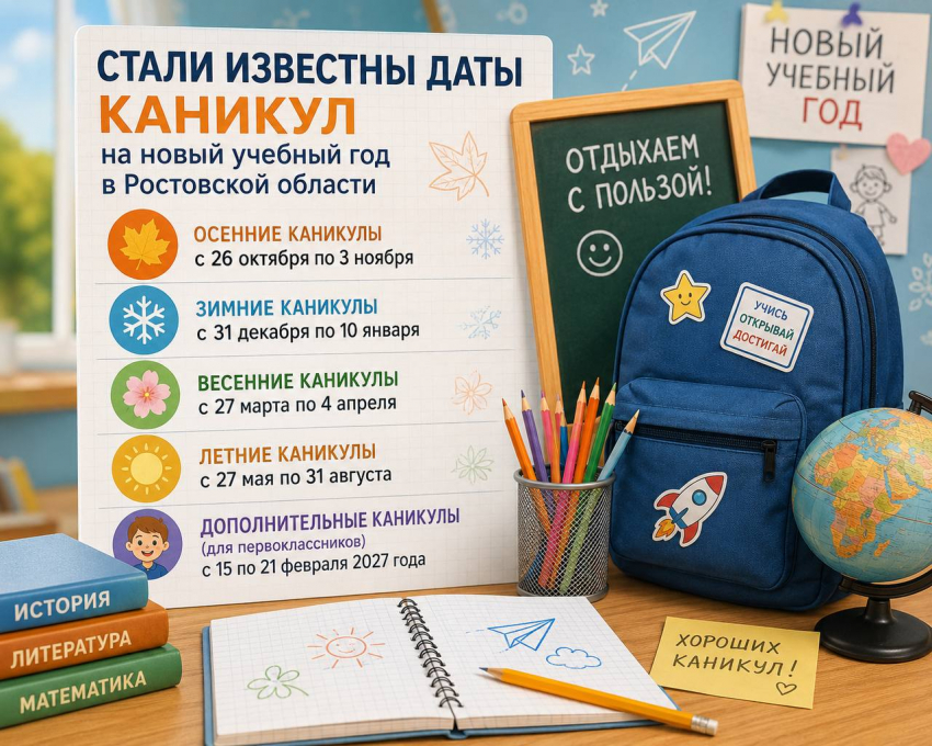 Стали известны даты каникул на новый учебный год в Ростовской области