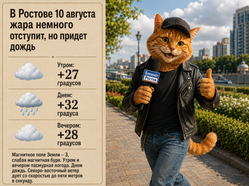 В Ростове 10 августа жара немного отступит, но придет дождь