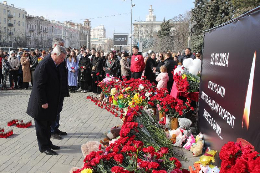 Губернатор Голубев возложил цветы к мемориалу в память о жертвах теракта в «Крокусе»