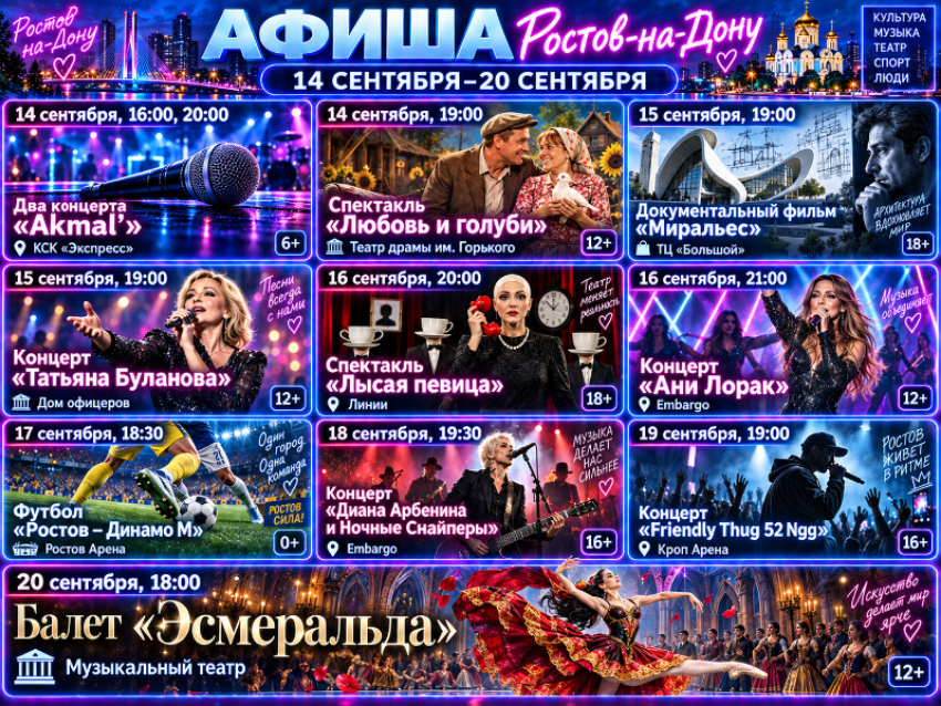 Куда сходить в Ростове-на-Дону с 14 по 20 сентября