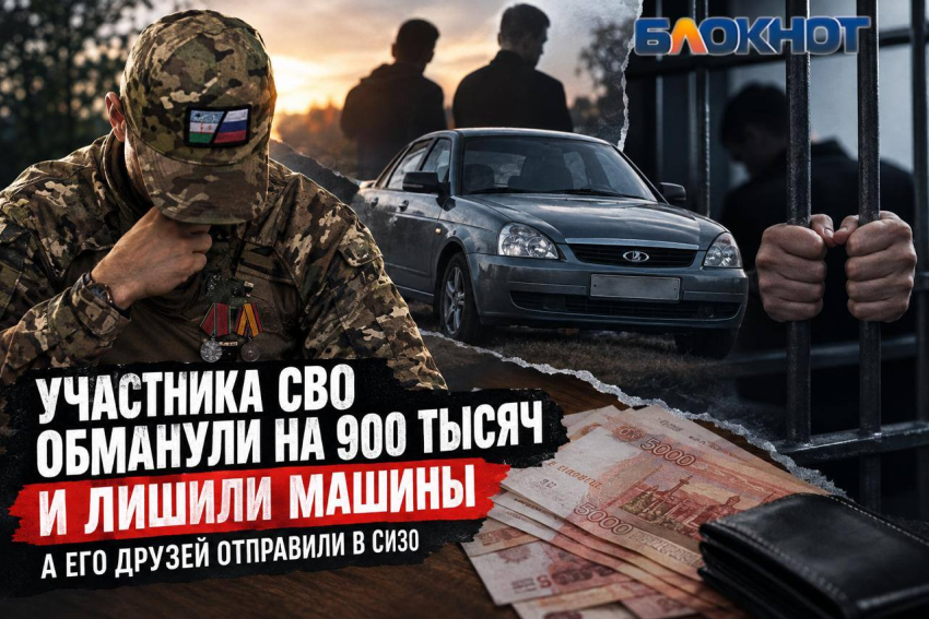 Участника СВО в Ростовской области развели на  900 тысяч, а его друзей отправили в СИЗО 