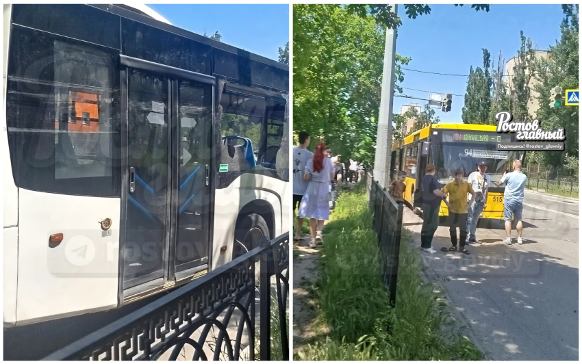 Осколками стекла травмировало пассажира после столкновения двух автобусов в Ростове на Зорге