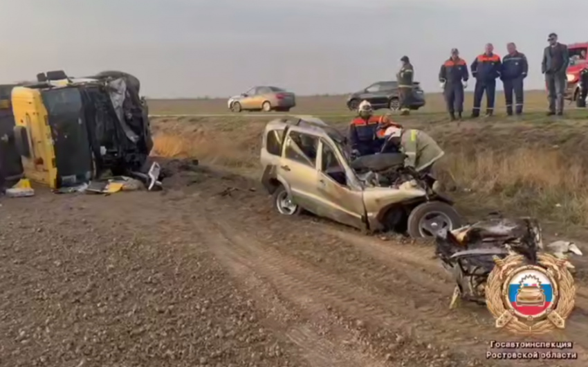 В жутком столкновении с грузовиком погиб водитель «Нивы» на трассе в Ростовской области