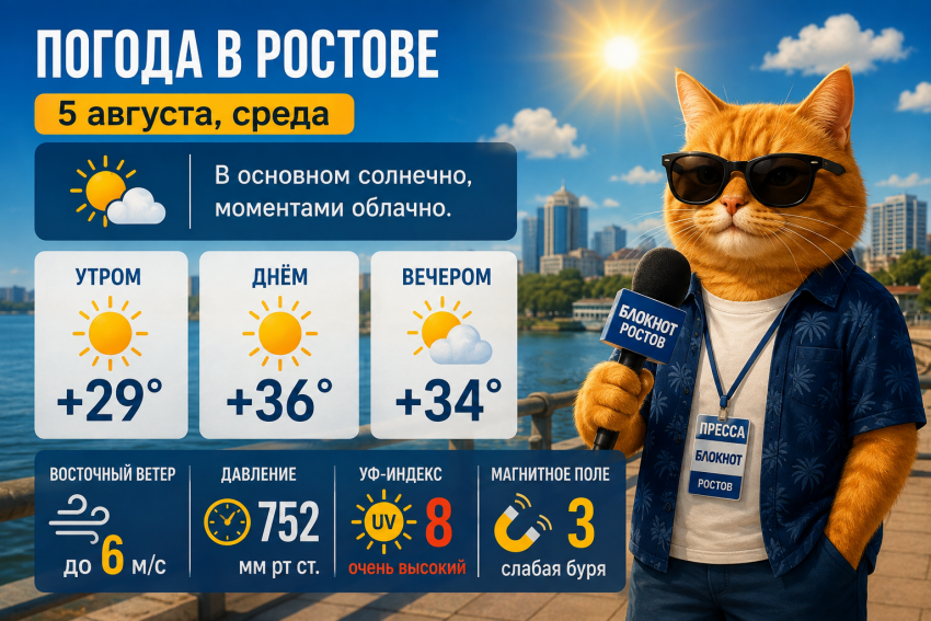 Жара не отступает: каким будет погода в Ростове-на-Дону 7 августа