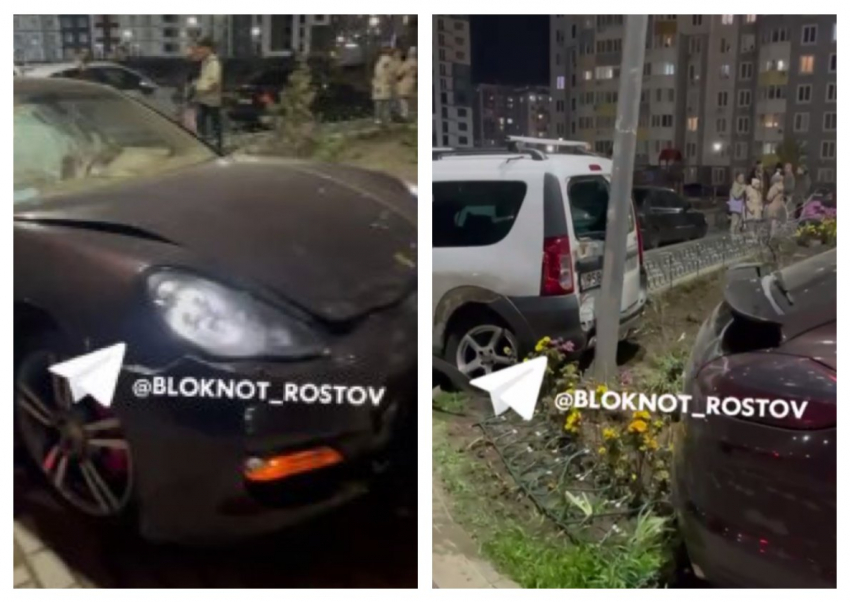 На Левенцовке Porshe врезался в машину и стену жилого дома