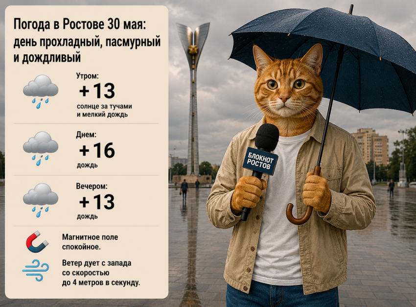 В Ростове продолжатся дожди и похолодание 30 мая